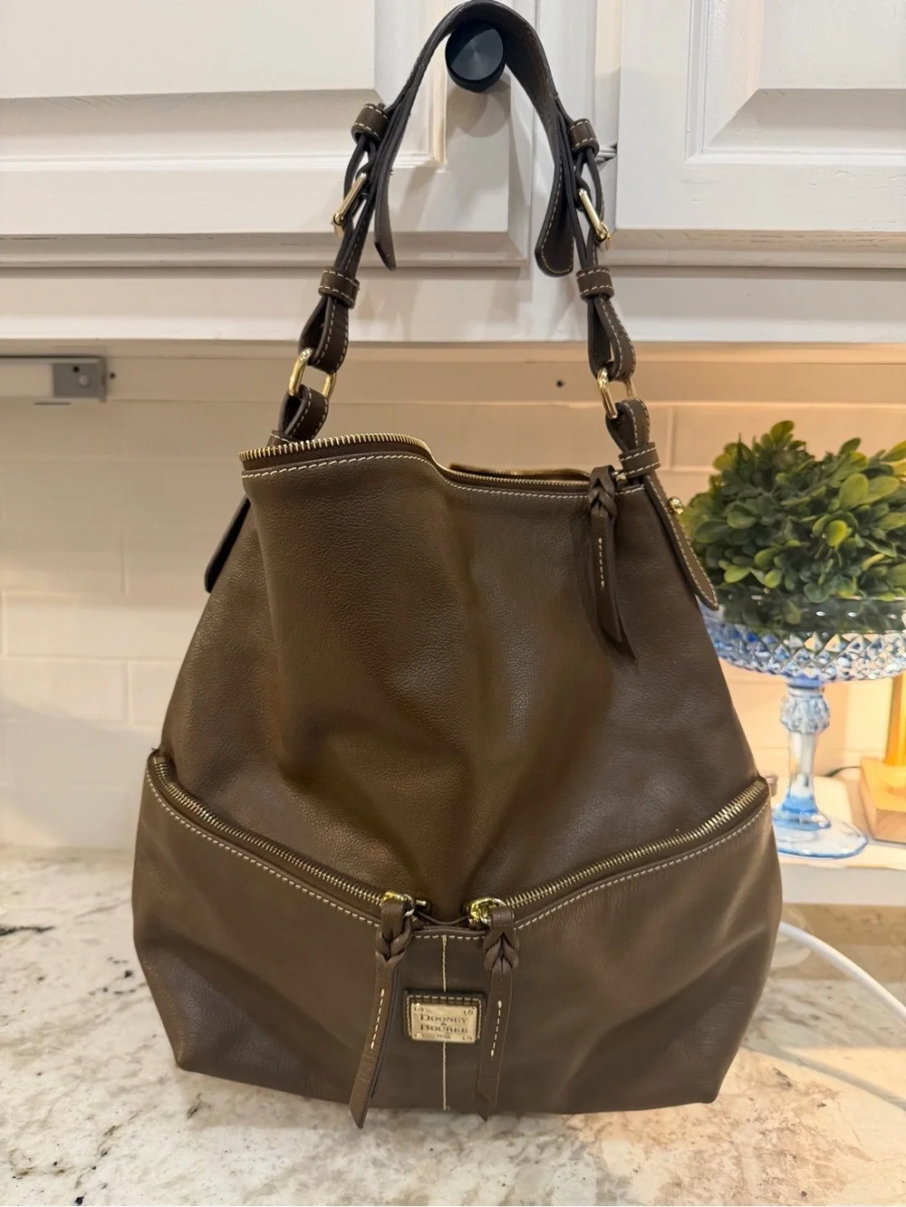 Dooney & Bourke dillen hobo bag Brown Pebbled Leather
